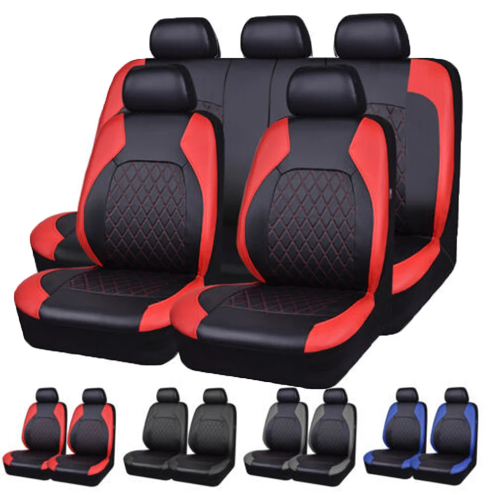 

PU Leather Universal Car Seat Covers Airbag Compatible Automobile 5-Seat full Suit Protector Interior Accessories Fit most cars