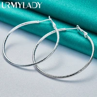 urmylady 925 sterling silver 50mm round earrings hoop earrings for women wedding engagement fashion charm jewelry