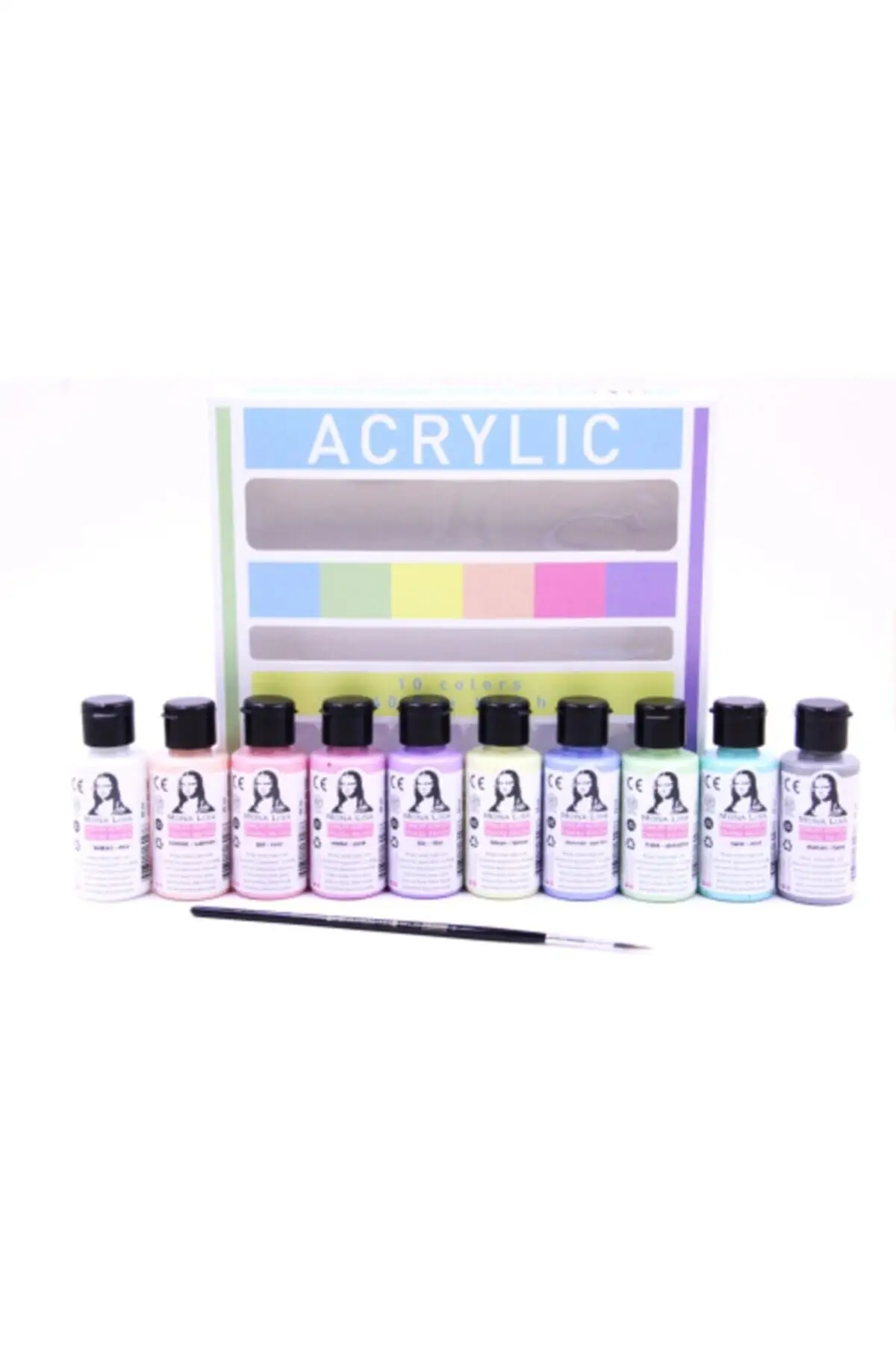 

Chalky Acrylic 40ml Pastel Colors (10 Colors) Brush Gift Set