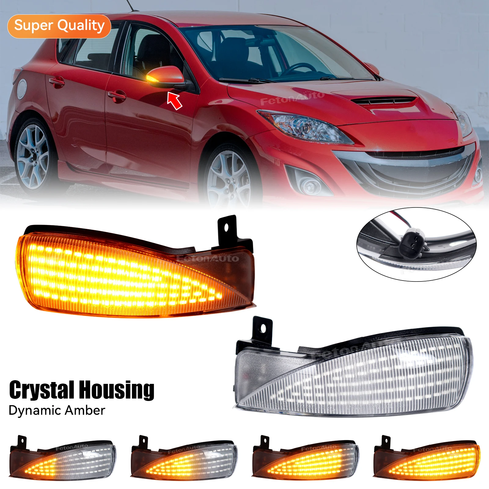 

2 шт. динамические автомобильные светодиодные боковые зеркала заднего вида, последовательные указатели поворота для MAZDA 3 BL 2008-2014 для MAZDA 6 GH 2007-2015