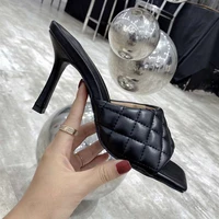 ladies sandals brand design women elegant square sandaly toe thin high heels 9cm summer outdoor beach shoes 35 43