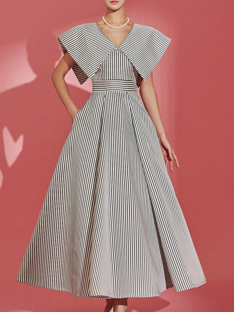 VGH хитовые цветные полосатые платья для женщин с v-образным вырезом без рукавов и