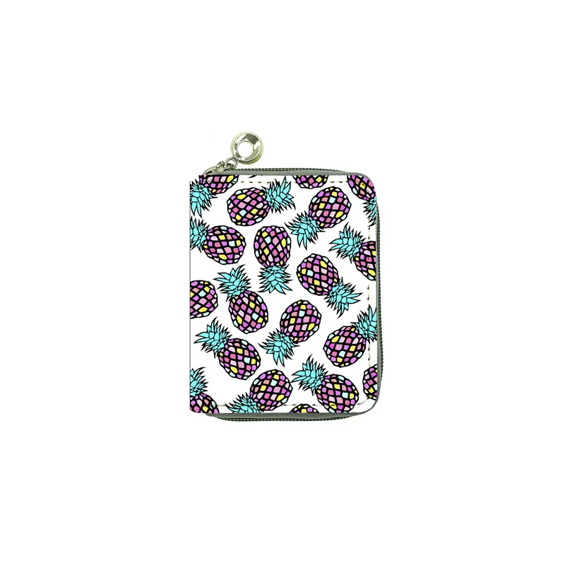 New European and American Fruit Pineapple PU Wallet Short Children's Bag Student Women's Zipper Bag Zero Wallet