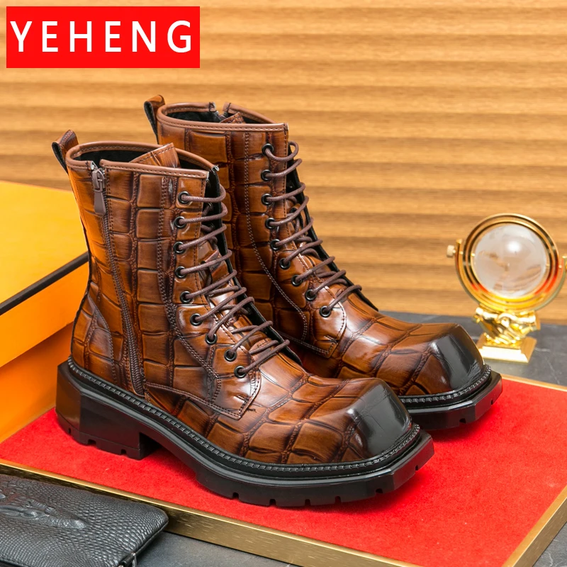 Уличные мужские длинные кожаные ботинки новые модные дизайнерские челси с