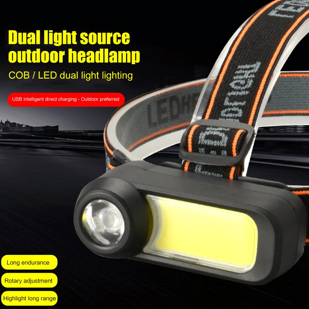 

XPG+COB LED Strong Headlight USB Rechargeable Builtin Battery Headlamp Head-Wear Night Flashlight Outdoor Camping Hiking Fishing