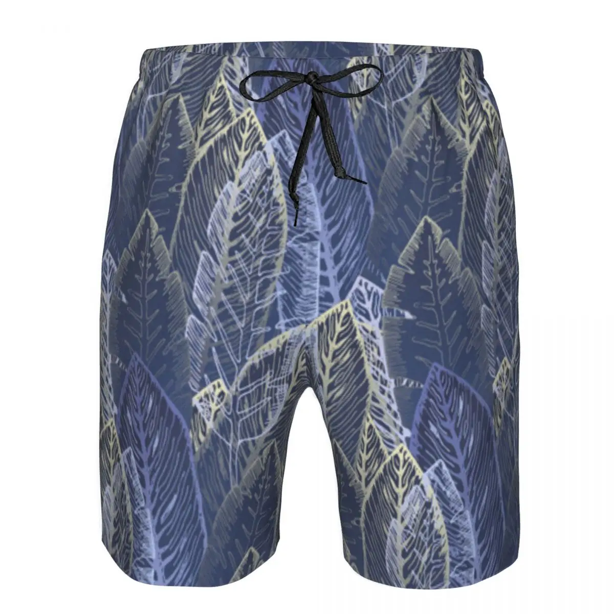

Мужские пляжные шорты для плавания, золотистые и темно-фиолетовые шорты для серфинга с тропическими листьями, мужские спортивные шорты для плавания