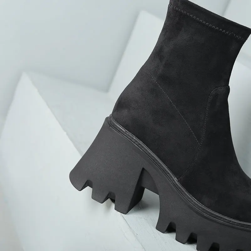 SIMLOVEYO женские ботильоны с круглым носком на массивном каблуке 9 см платформе Hill