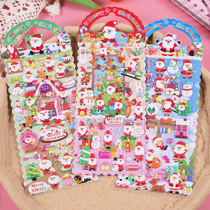 

1Pcs Christmas Stickers Snowman 3D Cartoon Foam Kids Stickers Gift Box Bottle Scrapbooking Diary Decoration Children Xmas Gifts