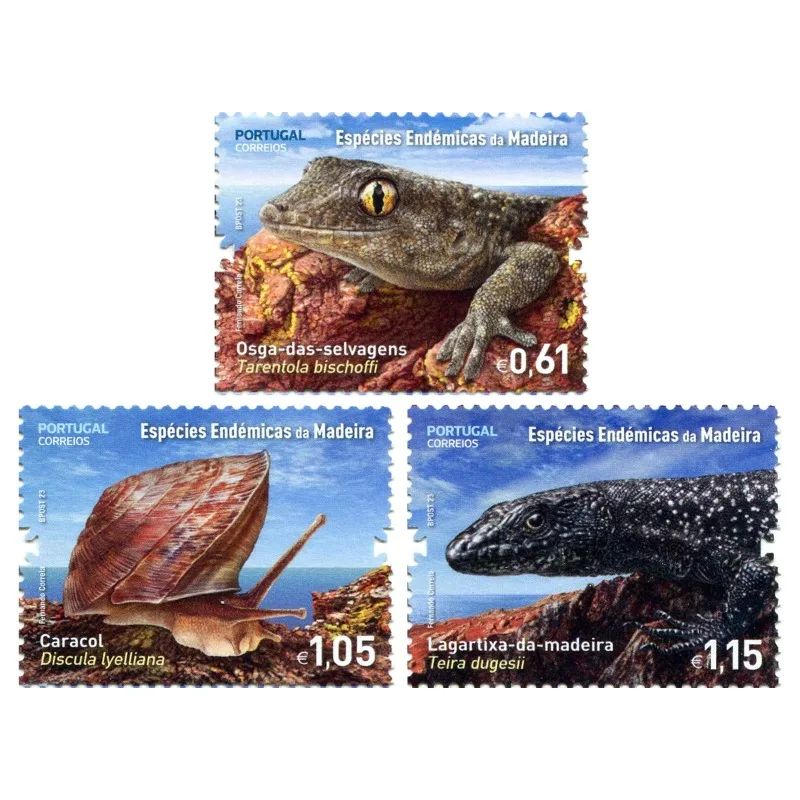 

3 шт., Португалия, 2023, животные мадеры, настоящие оригинальные почтовые штампы для коллекции, MNH