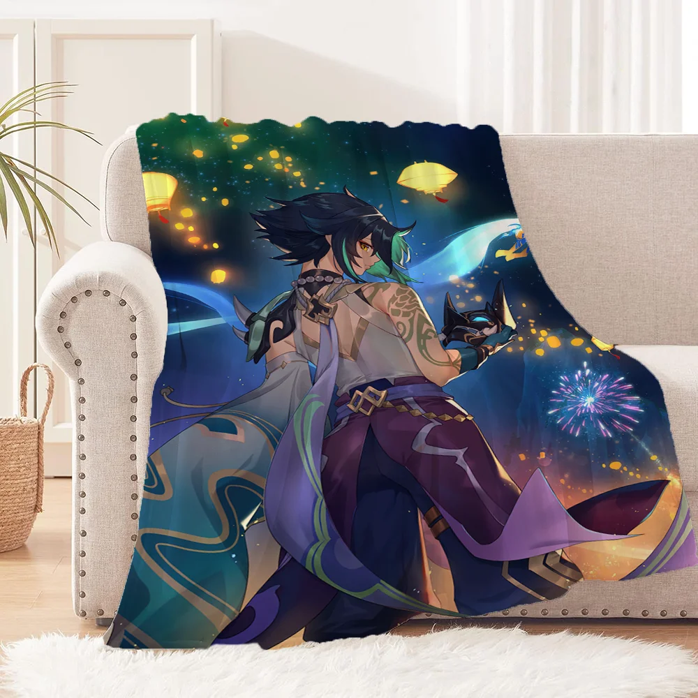 Мягкое Плюшевое Одеяло Genshin Для Декоративного Дивана Наколенник