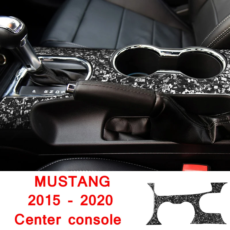

Для центральной консоли Ford Mustang 2015 - 2020 из углеродного волокна, декоративные наклейки для автомобиля, кованый узор, аксессуары для интерьера