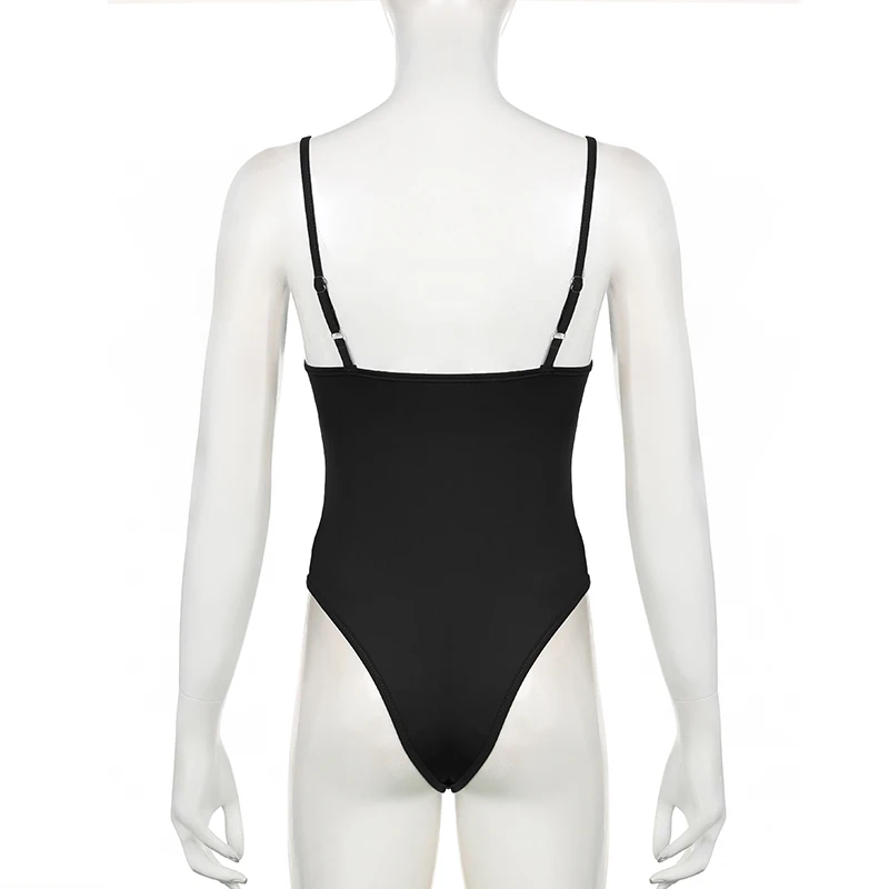 Darlingaga Женское Сексуальное Боди На Тонких Бретельках Со Складками Облегающий