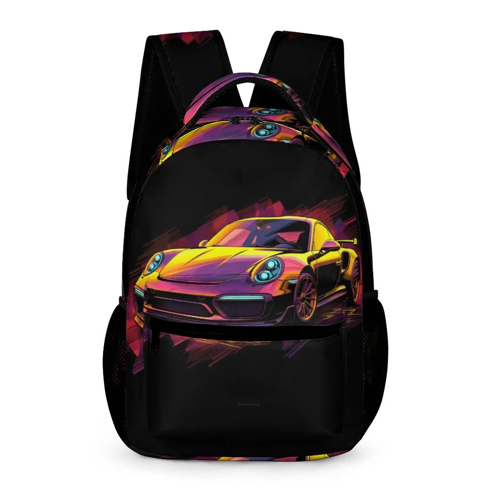 

Classic Sports Car Backpack Vintage Vibrant Tones Daily Backpacks Student Streetwear School Bags Custom Lightweight Rucksack
