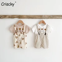 criscky summer boys girls clothes sets summer new fashion cotton material baby suits kids romper children clothing infant