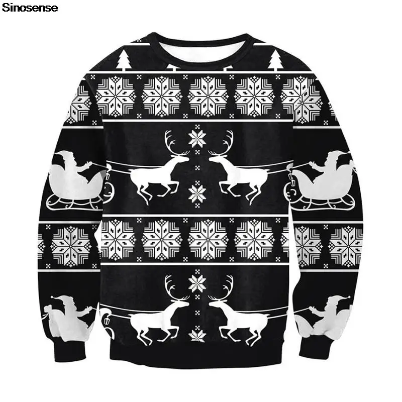 

Свитер мужской/женский Рождественский с 3D-принтом, Осень-зима