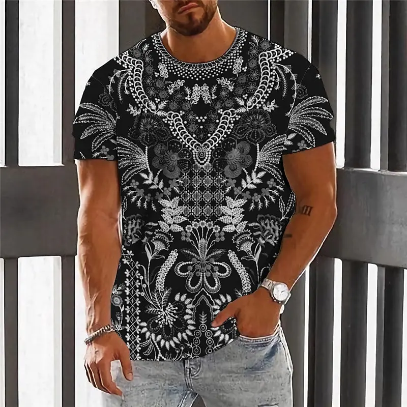 

Summer Men's T-Shirt 3D Ethnic Style Print Short Sleeve Casual Fashion T-Shirt For Men O Neck Tops Oversized Men's Clothing