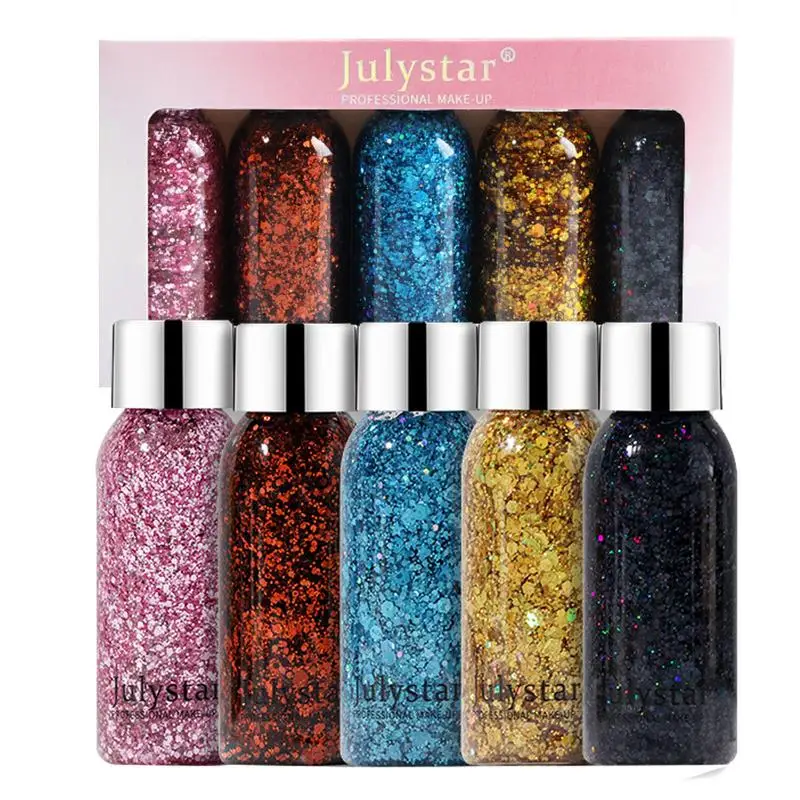 

Face Glitter Gel Skin-Friendly Face Glitter Glue Glitter Liquid Eyeshadow For Festival Makeup Glitter Beauty Set For Hair Cheeks