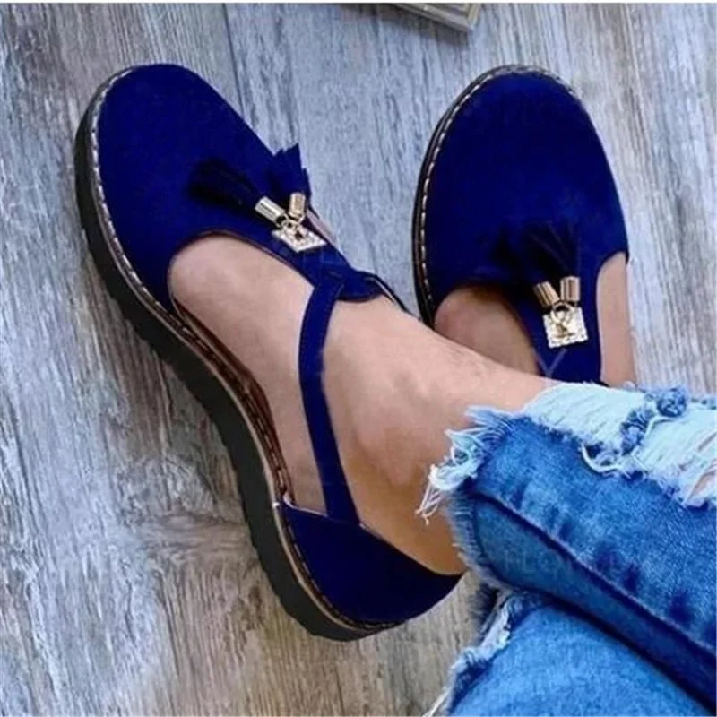 

2022 New Ladies Casual Shoes Fashion Fringe Flat Wedge Heel Roman Sandals Slip on Simple Comfort Hollow Loafers Chaussures Femme