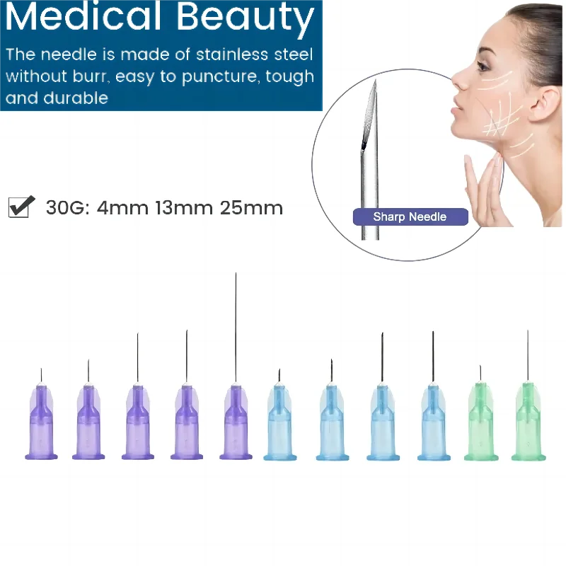 30G 4mm 13mm Teeth Disposable Needles Eyelid Tool Parts Painless Small Irrigator Superfine Beauty Meso Needles 100Pcs/Box