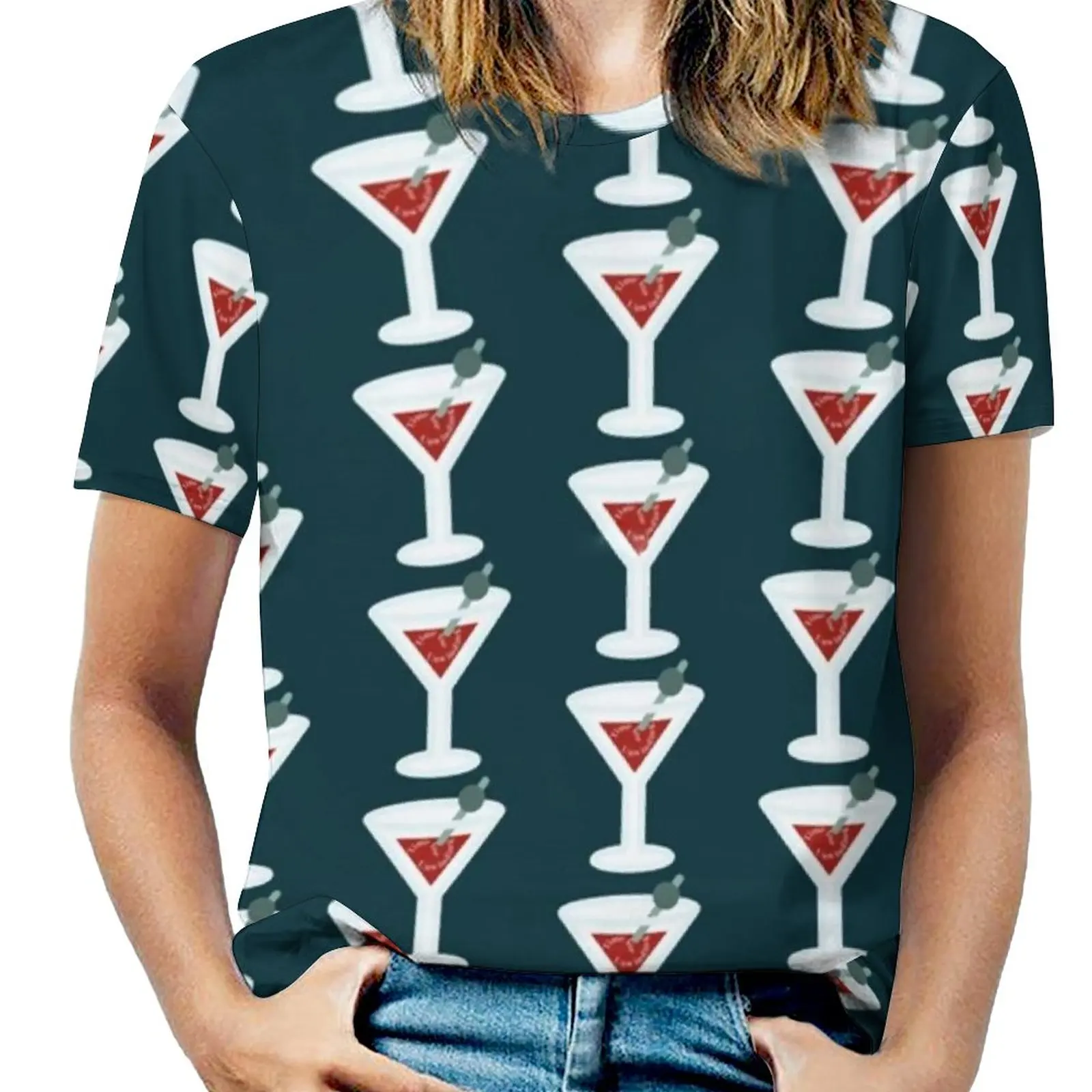 

Red Wine T Shirt Wine Glass Cool Oversized T-Shirts Short-Sleeve Street Wear Tshirt Women Summer Graphic Clothing