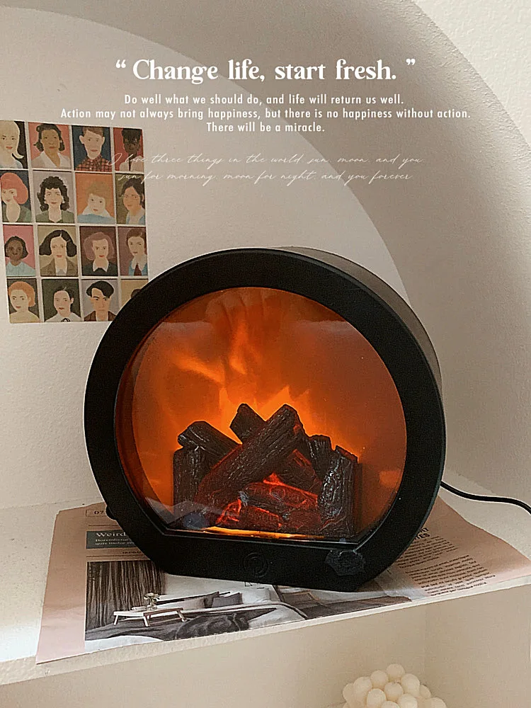 2023 Flame Fireplace Wind Lamp Smart Touch Switch Simulation Hot Charcoal Decoration Energy-saving Anti-leakage Flame Wind Lamp