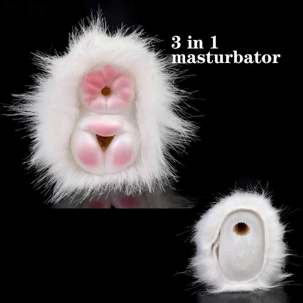 Мужская чашка для мастурбации GEEBA с искусственным мехом 3 в 1 мягкие силиконовые