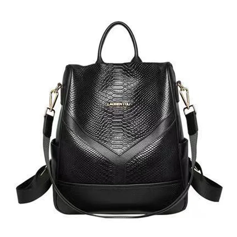 2022 New Fashion 100% Genuine Leather Women Backpacks Luxury Brand Alligator Female Real Natural Leather Girl Student Backpack