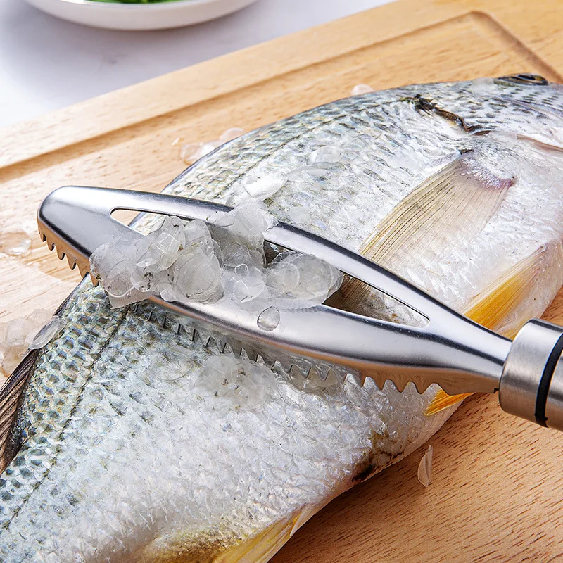 

Kitchen tool 304 stainless steel fish scale planer and scraper household manual scale kill fish brush kitchen gadget descaler