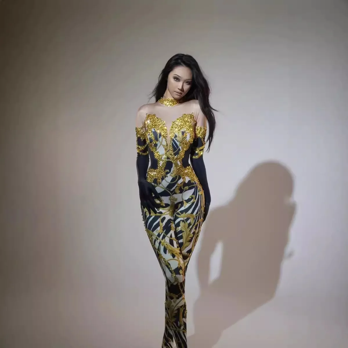 Цельные брюки для ночного клуба бара всей лошади футболка с варежкой женская