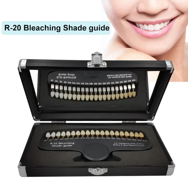 20 Colors Teeth Whitening 3D Shade Guide Color Comparator With Mirror Dentistry Tool Tooth Bleaching Shade Chart Dentist Use