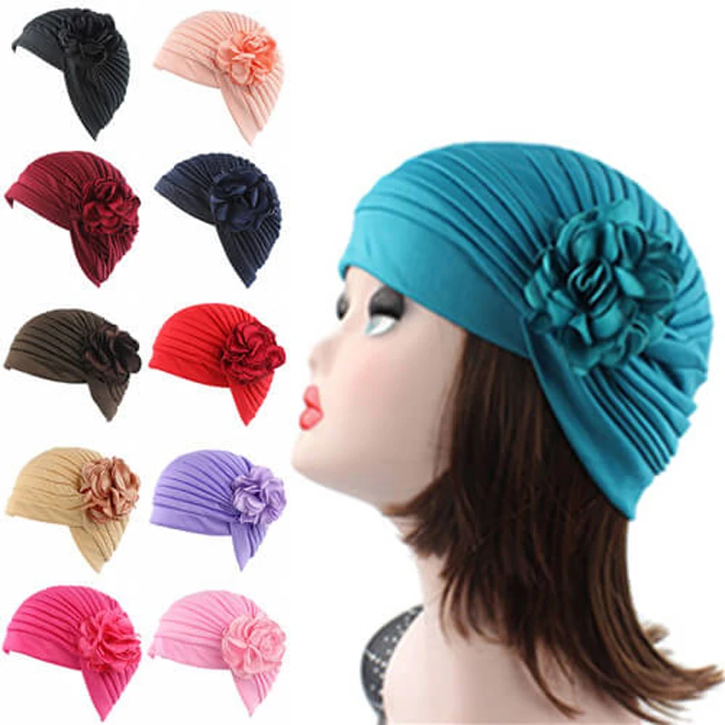 

Chic Women Indian Flower Stretch Hat Turban Scarf Cap Hair Loss Head Wrap Shawls and Wraps Muslim Hijabs Scarves Ladies Foulard