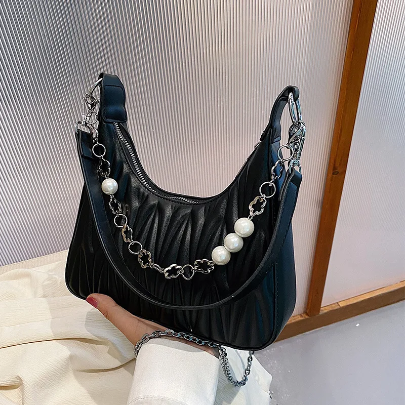 

Texture Embroidery Thread Small Bag Women's Bag 2022 Brand New Trendy Chain Messenger Bag Fashion Shoulder Underarm Bag