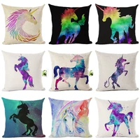 colorful unicorn linen pillowcase cute unicorn pillows case for girls bedroom sofa throw pillow cover pillowslip boy kids gift