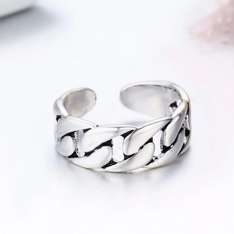 Винтажные открытые кольца в ретро-стиле серебряный цвет широкая цепь панцирного