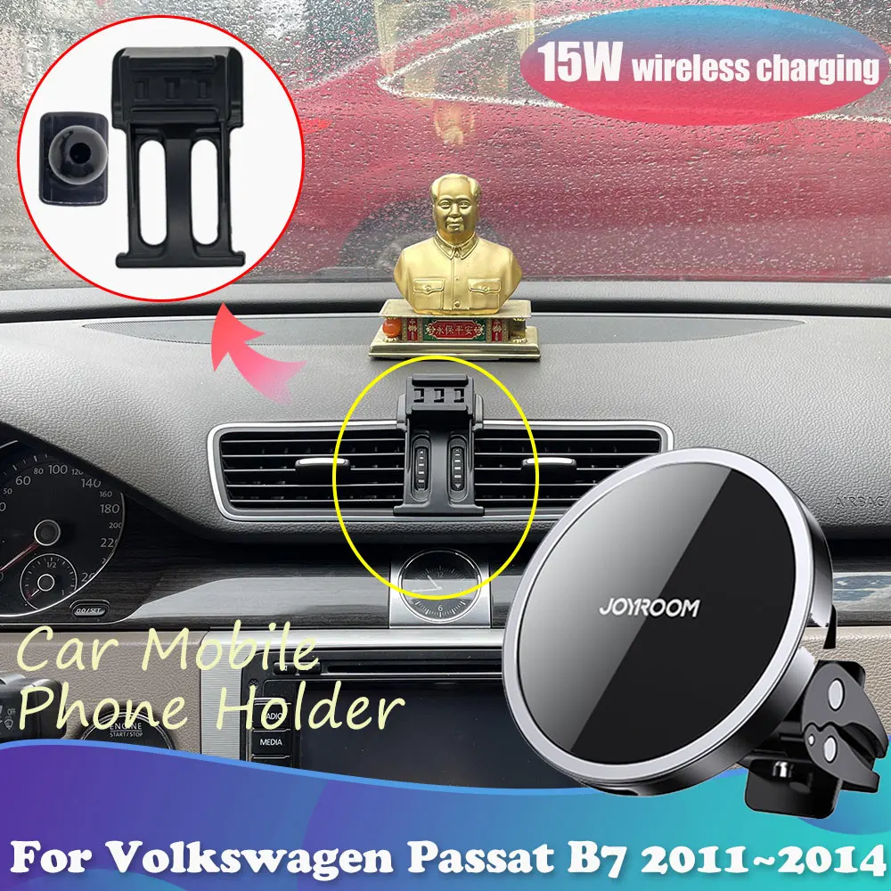 Car Phone Holder for Volkswagen Passat VW B7 Estate Alltrack 2011~2014 Clip Magnetic Support Wireles Charging Sticker Accessorie