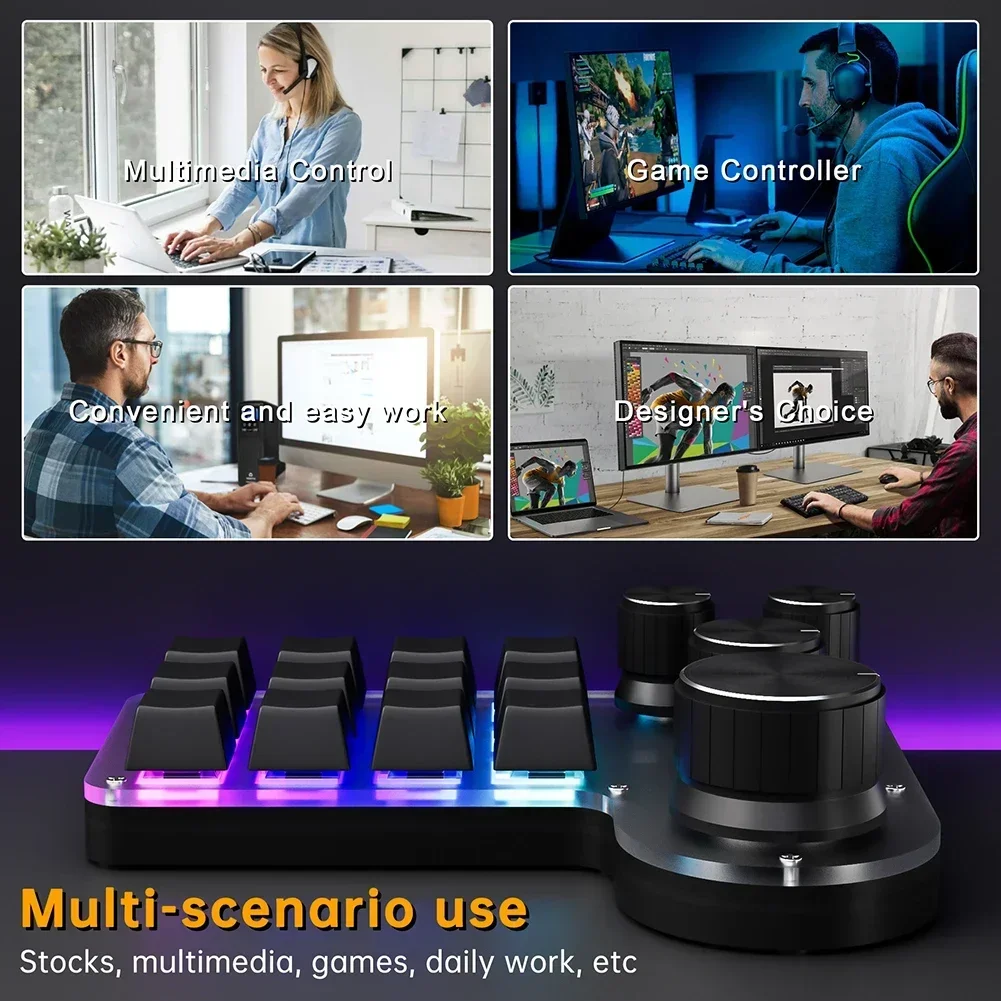 Bluetooth-программирование макросов пользовательская 4-ручная клавиатура RGB 12 клавиш