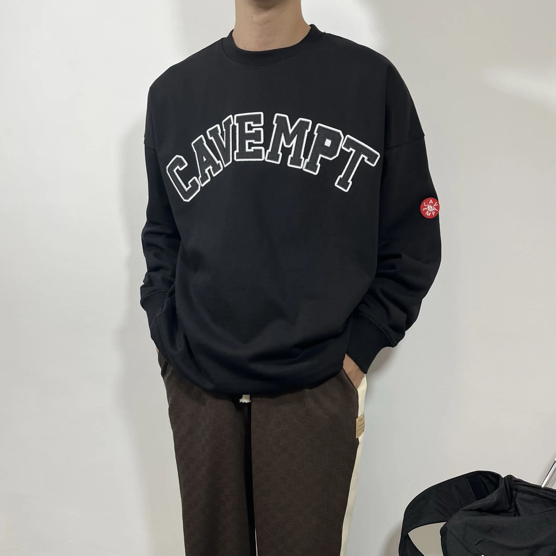 

CAVEMPT Japanese Fashion Brand Simple Cotton Embroidery Letter Couple Top CE Sweater Round Neck Men's and Women's Autumn