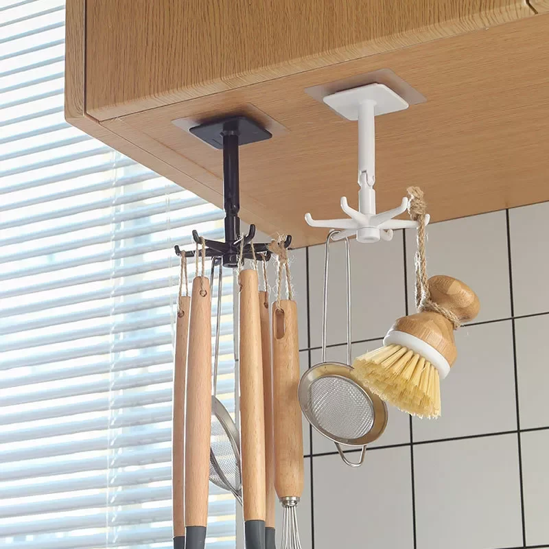 

Rotate Storage Rack Cupboard Shelf Hanging Hook Organizer Closet Clothes Shelf Hanger Wardrobe Holder Kitchen Storage