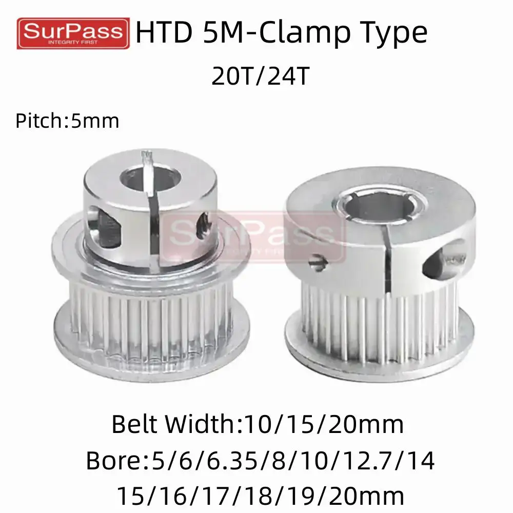 20T/24 зубчатый HTD 5M K/BF зажимной тип синхронные колеса диаметр 5-20 мм для ширины ремня 10/15/20 мм аксессуары для 3D-принтеров