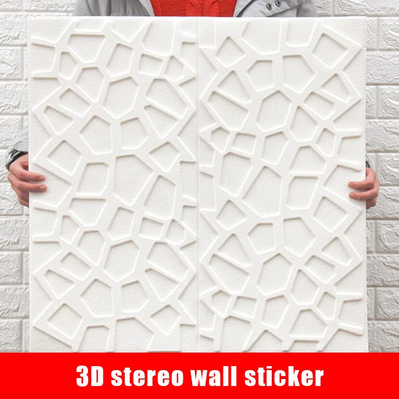 20pcs Thicken 8MM 3D Grid Wall Sticker Self Adhesive Foam Plastic Stickers for TV Wall Living Room Roof Decor Sound Insulation