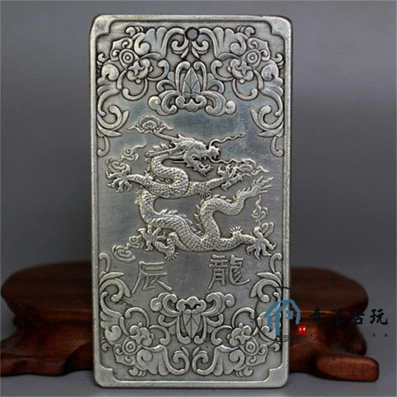 

Изысканный Старый тибетский серебряный Амулет «Китайский Зодиак-дракон», тампер благоприятный, 135 г