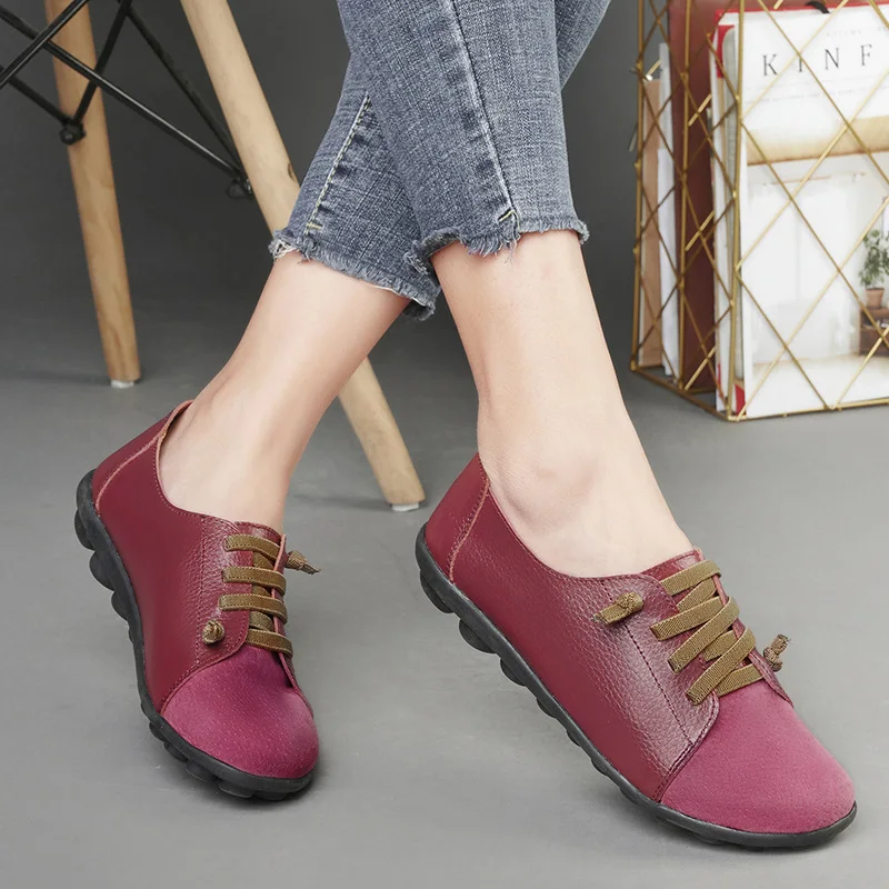 Hot Sale Cheap Women Flat Shoes Size 35-44 Comfortable Casual Shoes Female Lace-Up Leather Shoes for Women Chaussures Plates