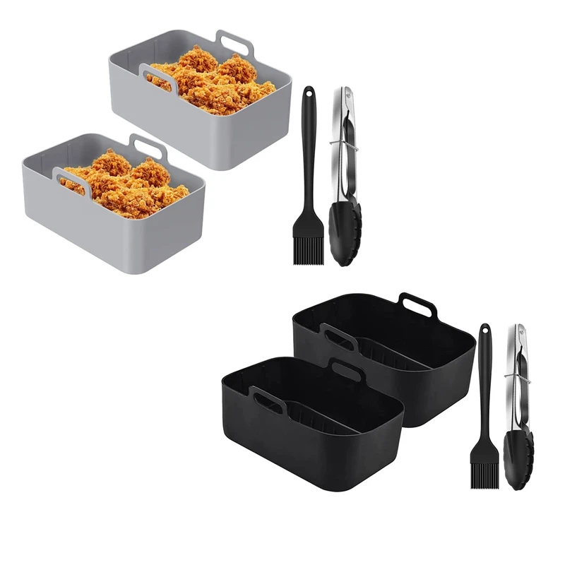 

Силиконовый горшок для двойной фритюрницы, многоразовый вкладыш для фритюрницы с зажимом для щетки масла, корзина для фритюрницы, воздушна...