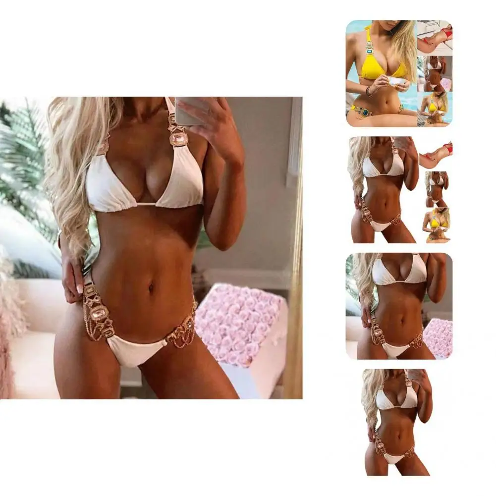 

Breathable Chic Halter Low Waist Lady Bathing Suit Two Pieces Sexy Swimsuit Push-up for Travel