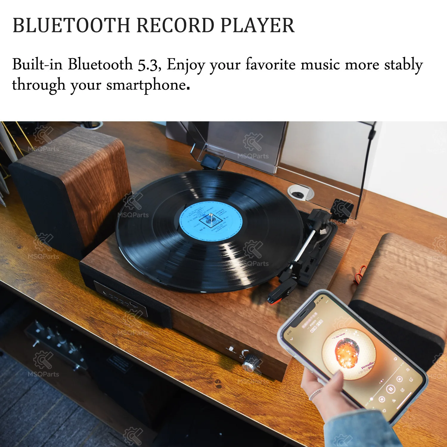 Ретро-проигрыватель виниловых пластинок, винтажный проигрыватель LP с Bluetooth-колонкой для домашнего аудио и развлечений (art.: 3920d9c3b2ae7) - 3920d9c3b2ae7