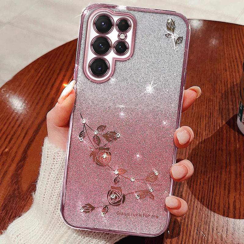 

Luxury Cute Bling Glitter Silicone Phone Case For Samsung Galaxy S23 S22 S21 S20 FE S10 Note 20 10 Plus Ultra-thin Plating Cover
