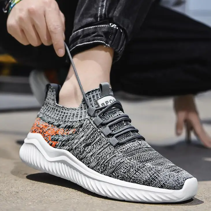 

spring casual sport men shoes flying knit Men's sneakers outdoor travel streetwear size 46