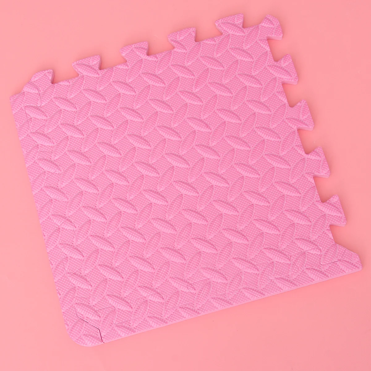 

6Pcs Thicken EVA Leaf Grain Tiles Interlocking Tiles Patchwork Floor Mat Protective Cushion Splicing Rug (Pink)