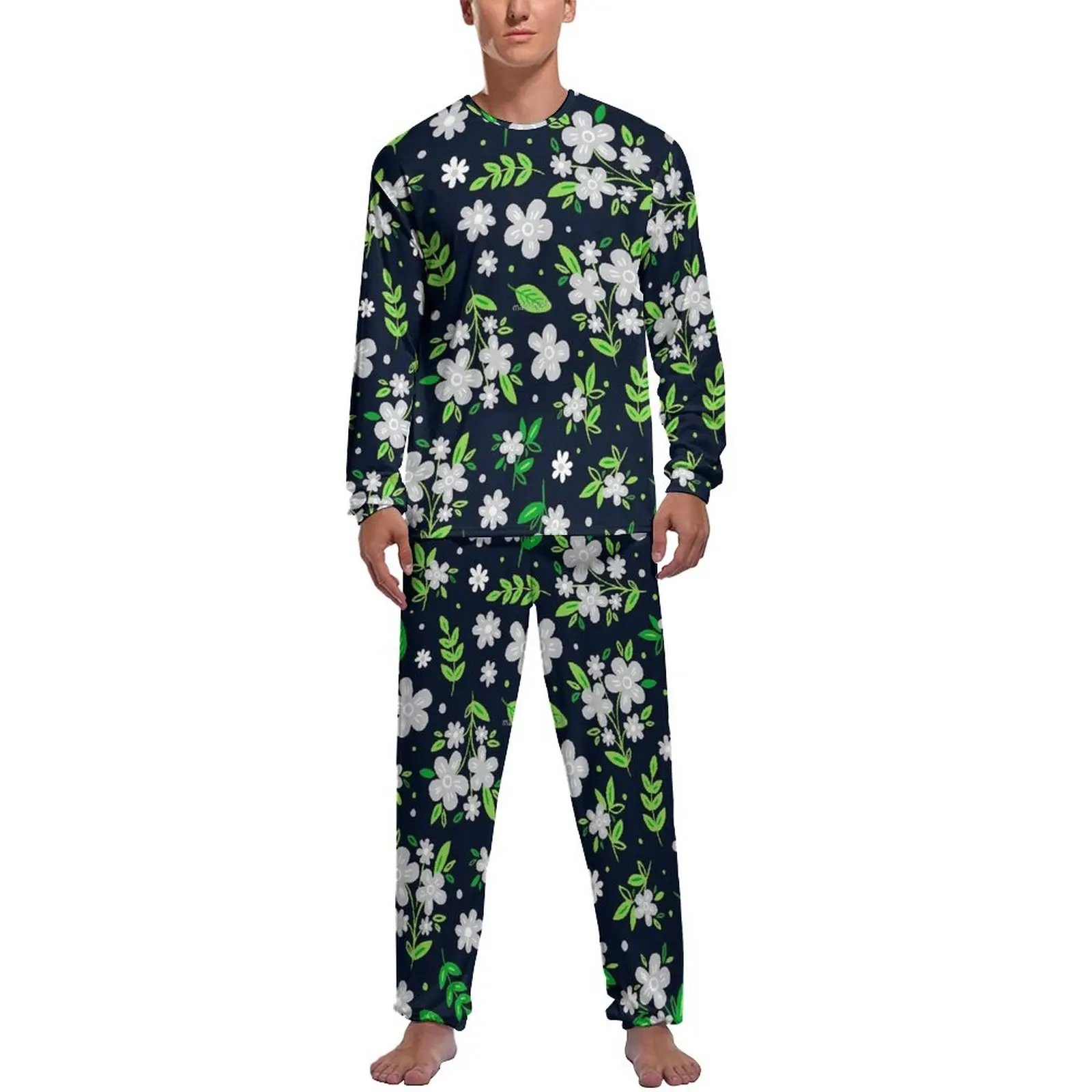 

Beautiful Ditsy Floral Pajamas Man Flower Print Cute Nightwear Autumn Long Sleeves Two Piece Night Design Pajama Sets