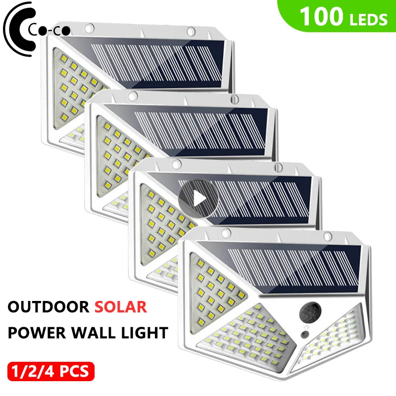 

100 LED Solar Light Outdoor Solar Wall Lamp PIR Motion Sensor Lamp Waterproof Solar Light For Garden Decoration Street